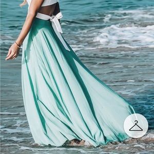 Chic Wish, never worn Timeless Favorite Chiffon Maxi Skirt in Mint